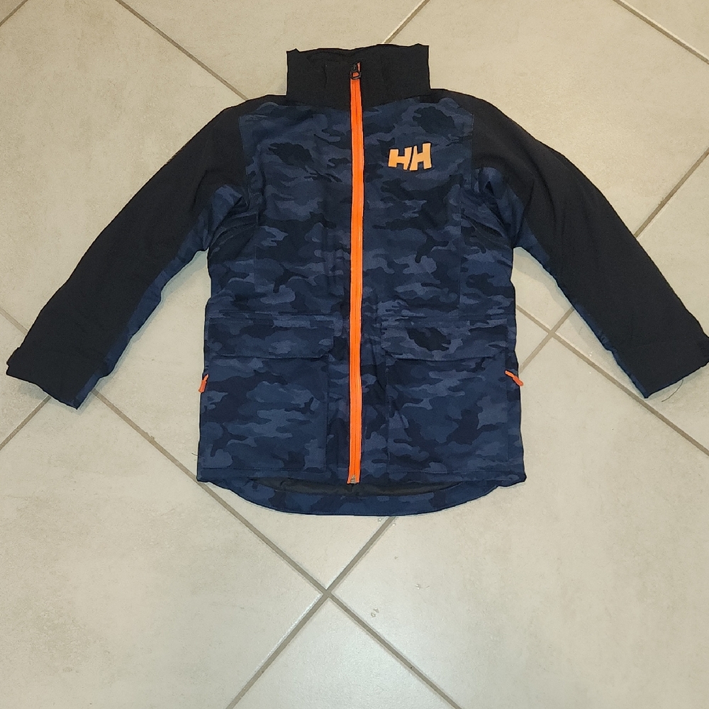 Helly Hansen Navy Camo Jacket with Bright Orange Details